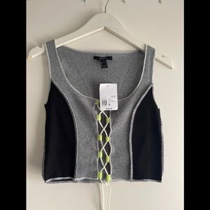 Forever 21 Women’s Knit Gray Black Green Lace Front Tank Top